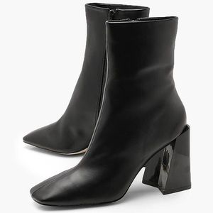 Black square toe boots
